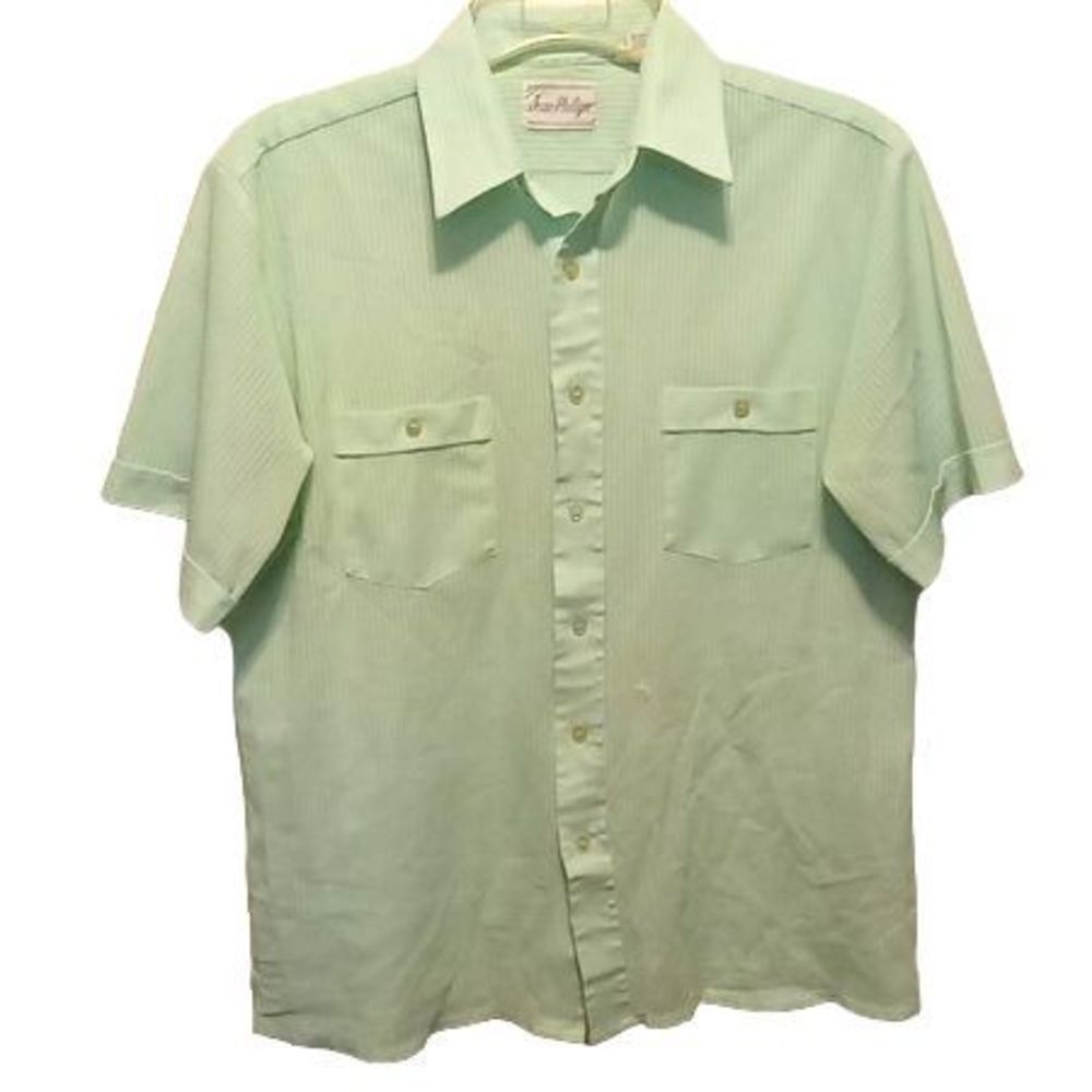 Jean Philipe Twin Pocket Button Front Men's Shirt Green‎ Size Large
